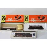 Three boxed N gauge locomotives to include Piko x 2 (5/4112 Diesellok DDN and Sowjet) and Arnold