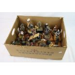 28 Diecast/metal figurines featuring military, knights, soldiers, barbarian etc most on wooden