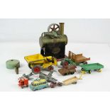 Mamod Stationary Engine plus 9 x vintage play worn Dinky and Matchbox Lesney diecast models