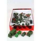 23 Diecast & plastic military vehicles, planes and artillery to include Britains, Dinky, Matchbox