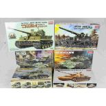 Six Academy 1:35 Scale military vehicle model kits to include No.1375 U.S. Army Gun Motor Carriage