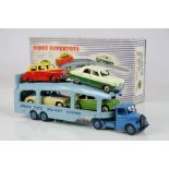 Boxed Dinky Supertoys Gift 990 Pullmore Car Transporter with four cars featuring 161 Austin Somerset