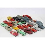 24 Vintage Dinky diecast model vehicles to include Austin Healey in yellow with driver, Sunbeam