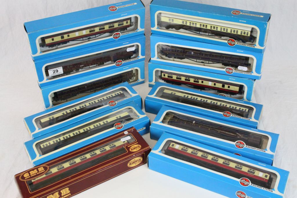 12 Boxed Airfix rolling stock, all coaches, to include 542500 x 5, 542050 x 2, 542568, 542513 x 2,