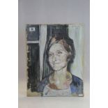 Pamela Godley oil on canvas portrait of woman possibly self portrait signed and dated 1968