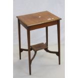 Edwardian Mahogany Inlaid Side Table with Shaped cross-stretcher, 48cms long x 37cms deep x 71cms