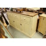 Large Victorian Part Painted Dresser Base of Three Drawers and Three Cupboards