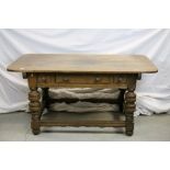 Late 19th / Early 20th century Oak Centre Table with Three Drawers to one side and Three Faux