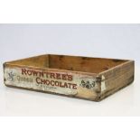 A vintage wooden crate/box adverting Rowntrees Queen Chocolate in powder.