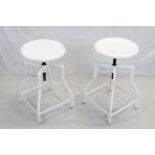 Pair of Vintage Metal and Enamelled Revolving Stools