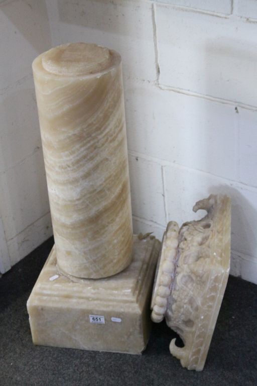 Alabaster pillar with base and top