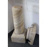 Alabaster pillar with base and top