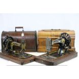 Two Wooden cased Singer Sewing Machines
