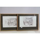 Nora Howarth pair of horse sketches signed.