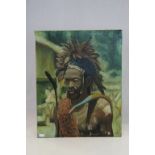 Mid 20th century oil on canvas portrait of an African Congo, Lorelle Cheif titled verso