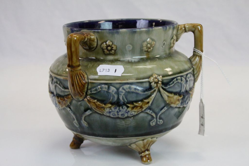 Early 20th century Royal Doulton three handled couldron pot no.6948 by Ether Beard - Image 4 of 6