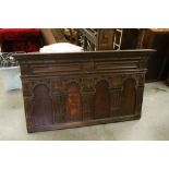 17th century Style Oak Overmantle with Arched Panels and applied Hardwood Roundels, 148cms wide x