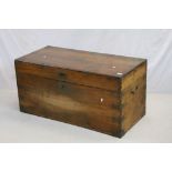 19th century Brass Bound Camphor Wood Campaign Travelling Chest / Trunk with Brass Recessed Handle