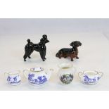 Two Beswick dogs to include a poodle and a dachshund together with a miniature Coalport tea set.