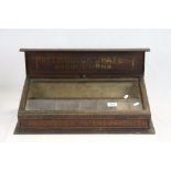 Wooden Advertising counter top Display cabinet with glazed hinged lid and marked "Patchouick