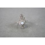 Silver CZ and Opal Paneled Dress Ring