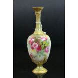 Royal Worcerster blush ivory Vase with rose decoration and green mark to base.