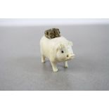 19th Century novelty Ivory Pen Wipe in the form of a Pig, approx 5cm long