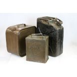 Original Vintage Jerry Can dated 1945 and Two Vintage Oil Cans