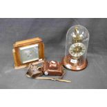 Small group of collectables to include a dome cased clock, a voigtlander vito camera and barometer