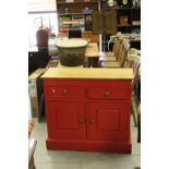 Oak Part Pink Painted Dresser Base / Sideboard with Two Drawers and Two Cupboards, 90cms wide x