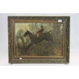 Alfred Munnings textured print The Huntsman 40 x 56 cm contained within an ornate gilt frame