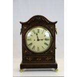 Regency Twin Fusee Bracket Clock, with Enamel dial, Brass inlay, twin Brass handles and on four