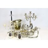 Collection of silver plate including Mappin and Webb coffee set etc