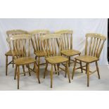 Set of Six 19th century Beech and Elm Lathe Back Kitchen Chairs