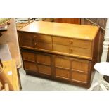 Mid 20th century Retro Nathan Side Cabinet with Four Short Drawers over Two Square Panelled Cupboard