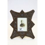 Early 20th Century carved Oak Photograph frame with photo of a young Man in Royal Flying Corps