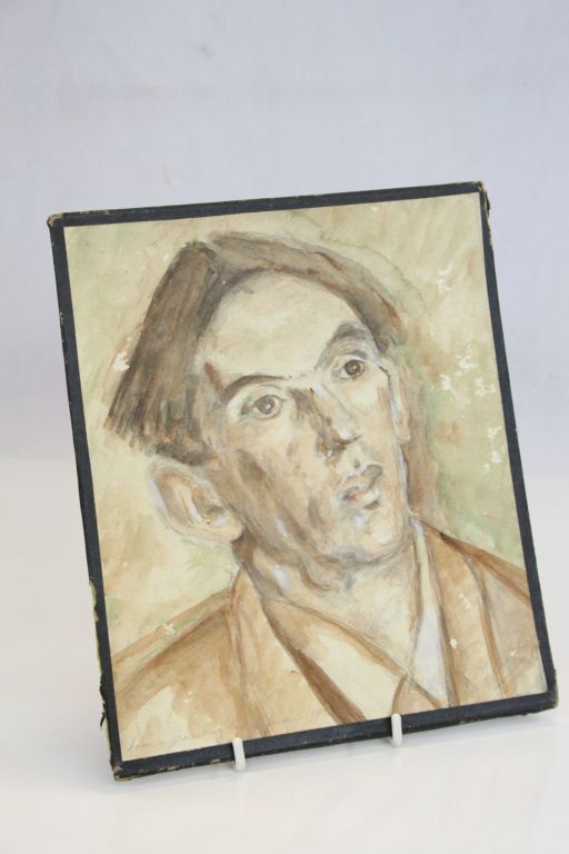 After Augustus John portrait painting of a young man inscribed and indistinctly signed