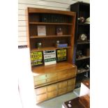 Mid 20th century Retro Nathan Teak Bookcase / Side Cabinet comprising an upper section with three