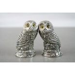 Pair of Owl Shaped Condiments stamped 800