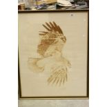 Original watercolour / pencil of an Eagle, signed, framed and glazed