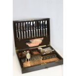 Large Oak cased Canteen of Silver plated Cutlery by Mappin & Webb in "Princes Plate", box approx