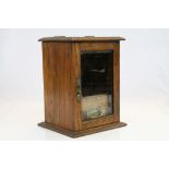 Vintage Oak Smokers cabinet, with bevelled Glass front panel & internal Drawer, measures approx 28 x