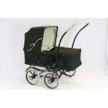 1950's Child's Pram, with dark green Enamel painted & Chrome fittings to match the dark green
