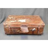 Antique leather suitcase with drop drawer