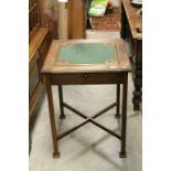 Art Nouveau Oak Liberty's style Flip Top Card / Games Table with green baize inset playing surface