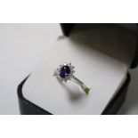 18ct White Gold Sapphire and Diamond Cluster Ring of 1.1ct's