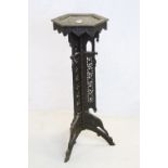 Middle Eastern style fret carved table on three legs