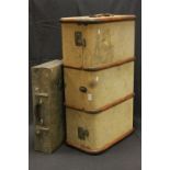 Two Vintage Suitcases to include a wooden banded example