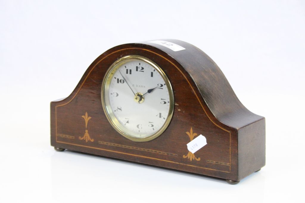 Mahogany cased Mantle Clock with later Quartz conversion, approx 25.5 x 14 x 7cm - Image 2 of 3