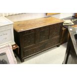 18th / 19th century Oak Dower or Mule Chest with Hinged Lid, candle tray to inside and Two Drawers